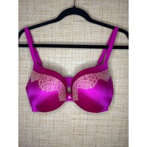 Victoria's Secret Very Sexy Push-Up Bra Magenta Pink Lace 36D Underwire Padded